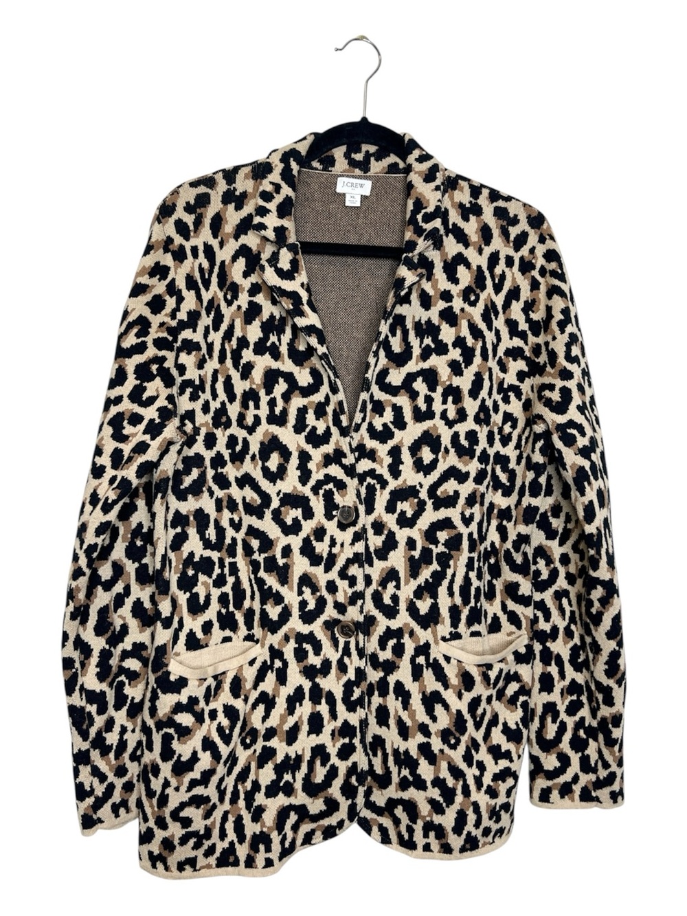 J. Crew Factory Leopard Print Sweater Blazer size XL